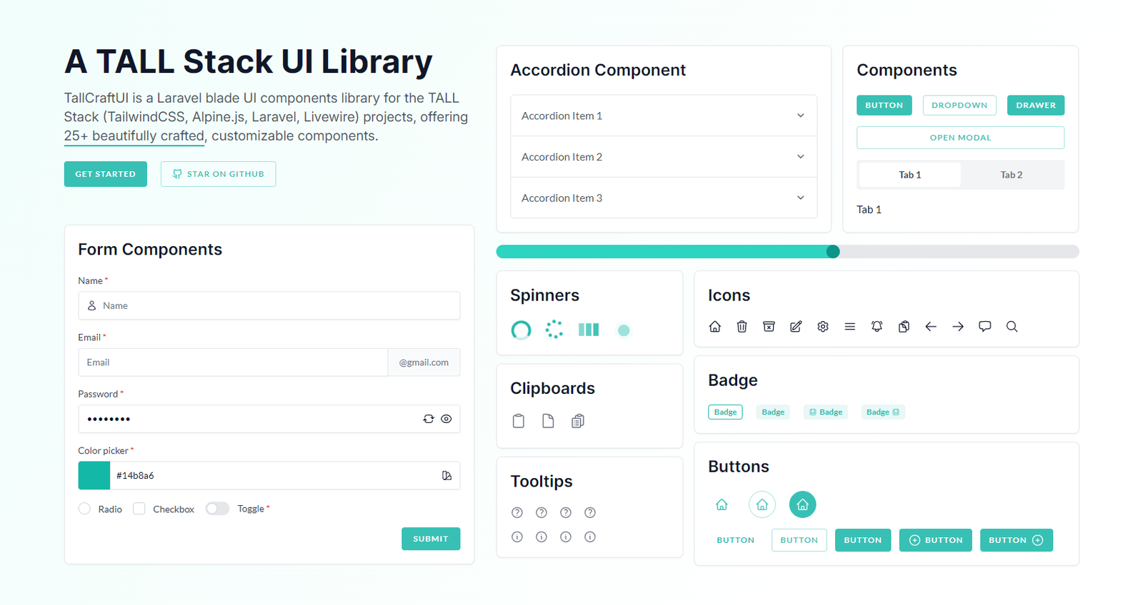 TallCraftUI - Laravel Blade UI Components Library for TALL Stack